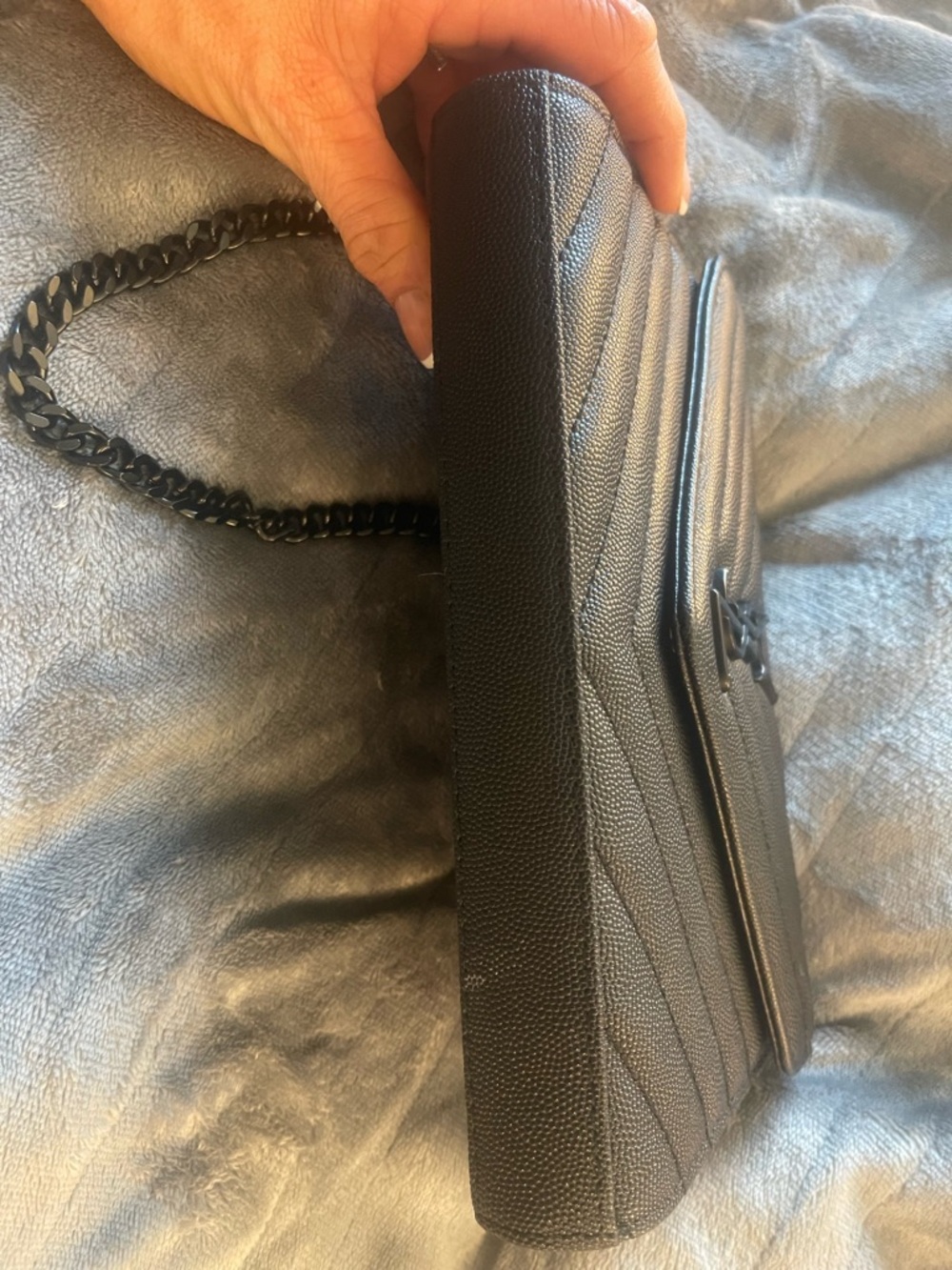 Saint Laurent Black Chevron Quilted Chain Crossbody - Picture 4 of 6